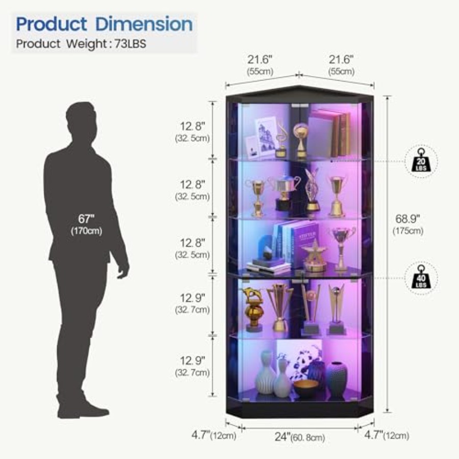 Угловая витрина с RGB-подсветк – обзор и цена Display Case Acrylic
